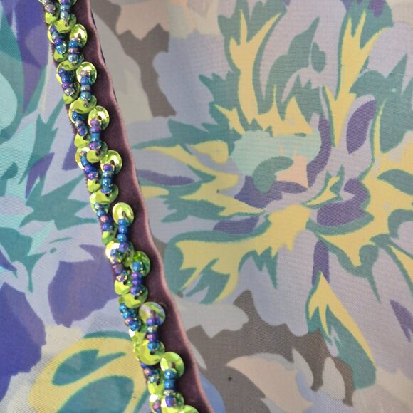 Free People Sheer Floral Sequin Beaded V-Neck Overlay Top Size XS - Picture 6 of 8